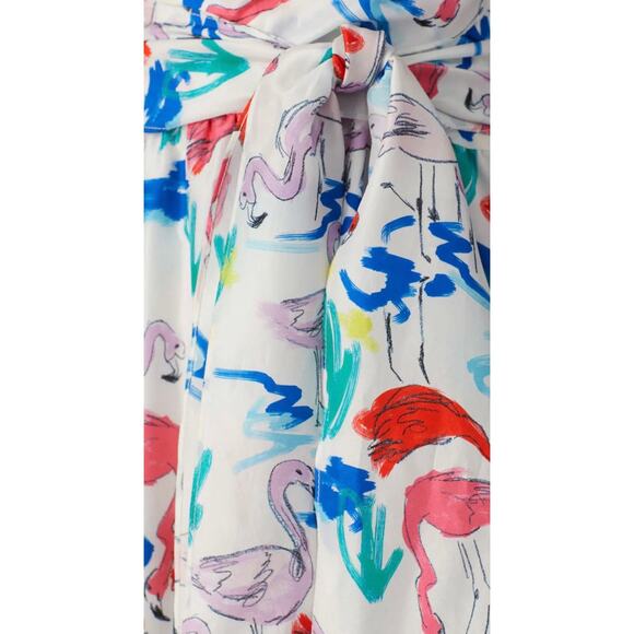 Tanya Taylor Flamingos Silk Printed Teigan Dress 12 - Picture 4 of 12